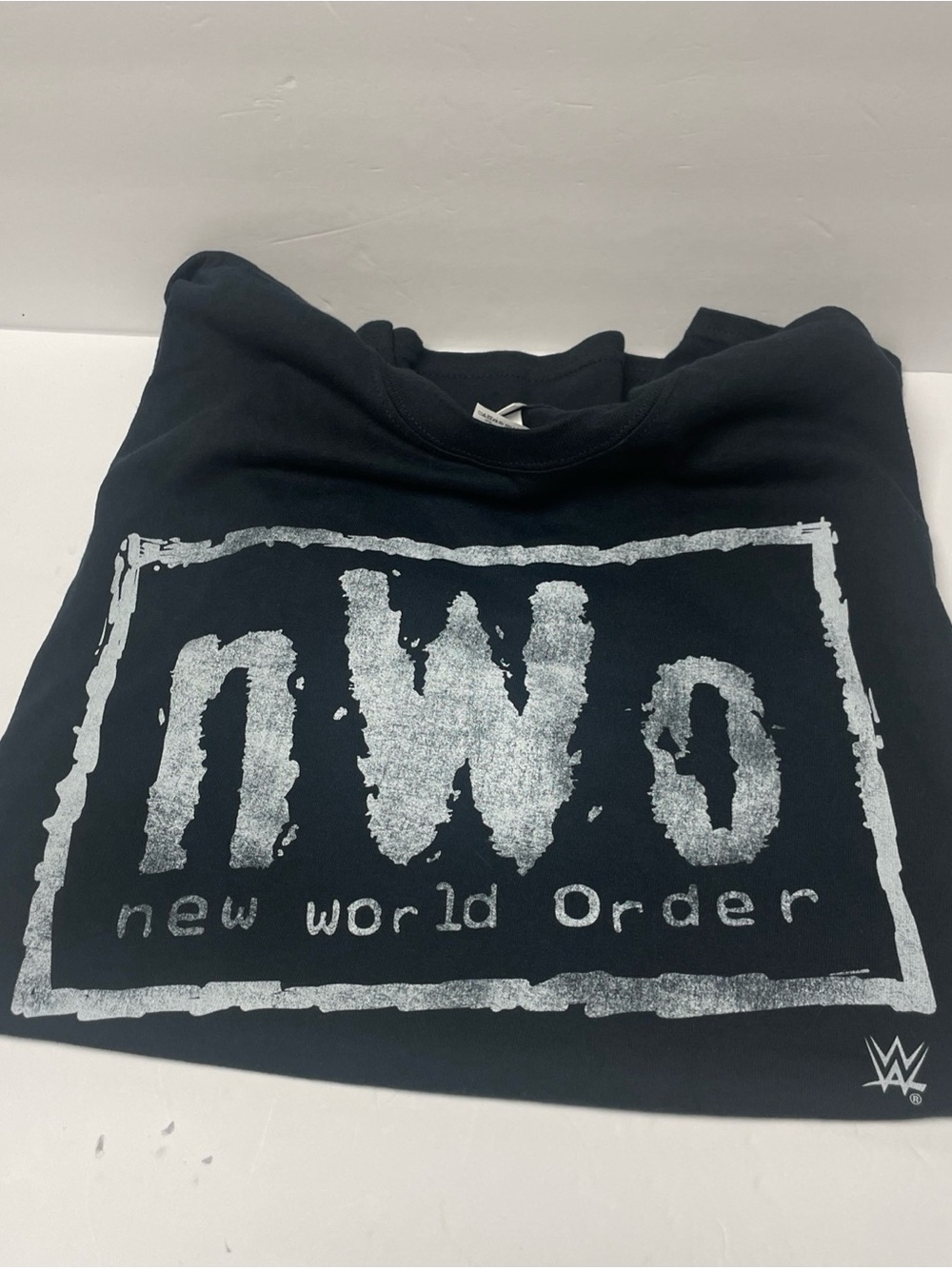 WWE Black Crewneck Sweatshirt with Distressed Silver nWo Logo